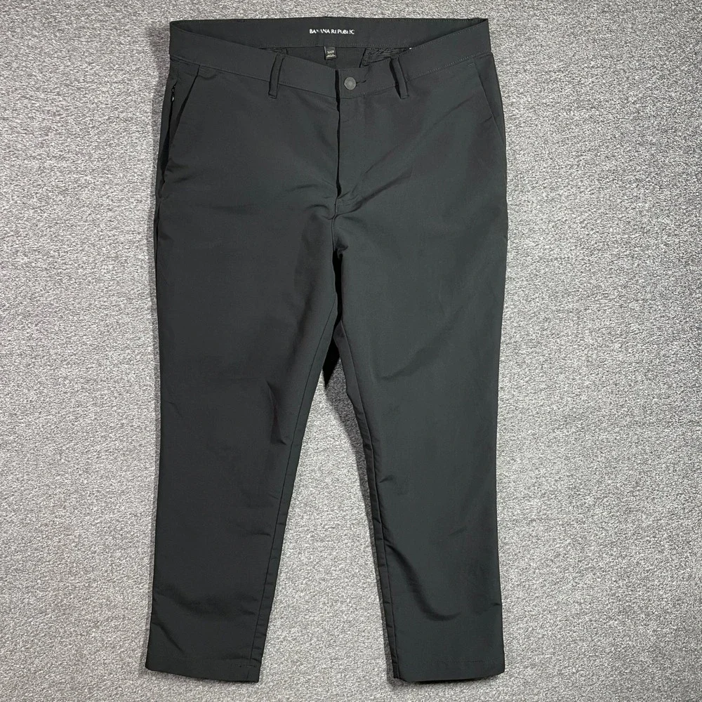 Banana Republic Mens Performance Chino Pants Black 36x29 Technical Travel Pant